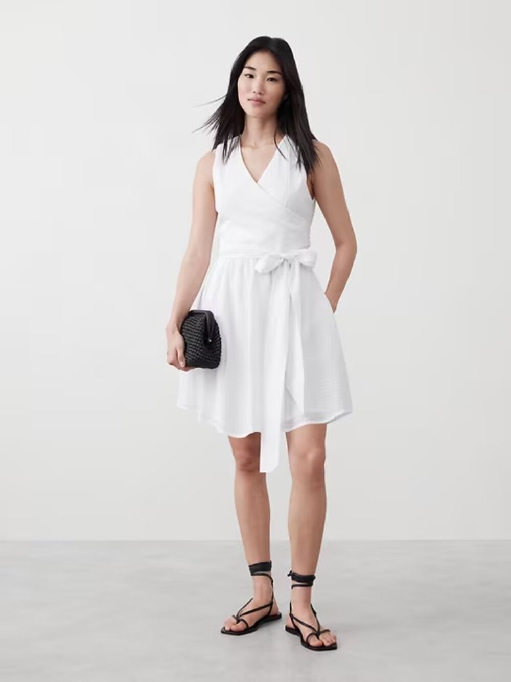 Banana Republic Factory Textured Wrap-Waist Mini Dress XL White NWT
